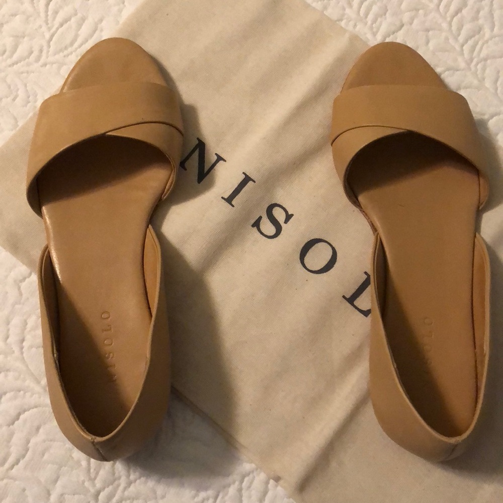 Nisolo beige Mia peeptoe flats size 6